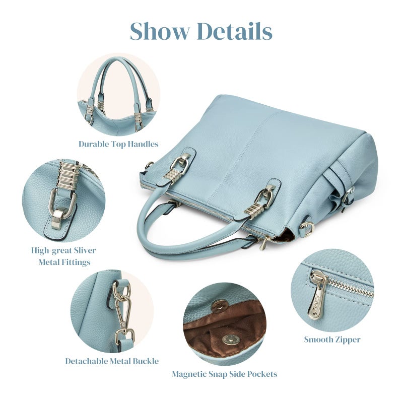 S-ZONE Women Genuine Leather Handbag Shoulder Purse Satchel Tote Crossbody Bag - Image 5